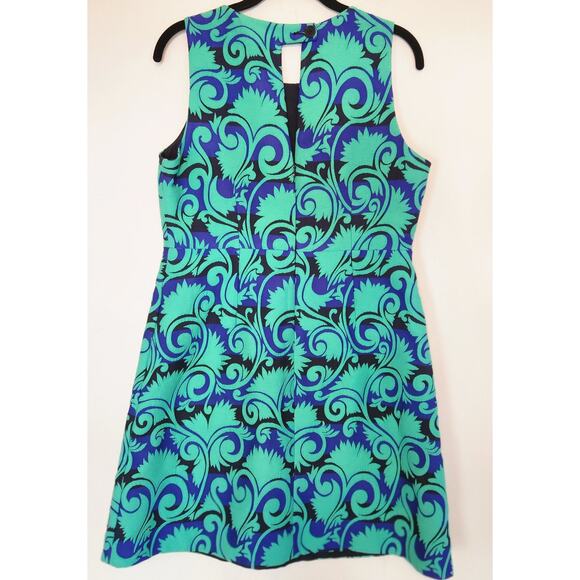 J Crew A-Line Vineyard‎ Jacquard Green/Blue Sheath Dress size 8 - Picture 7 of 11